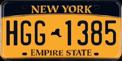 NY license plate HGG1385