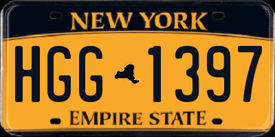 NY license plate HGG1397