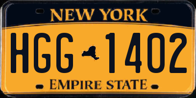 NY license plate HGG1402