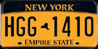 NY license plate HGG1410