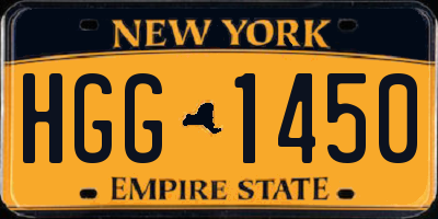 NY license plate HGG1450