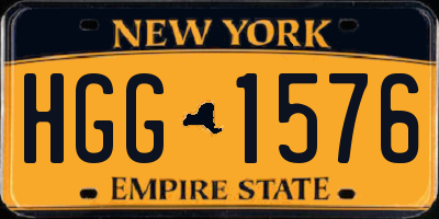 NY license plate HGG1576