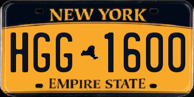 NY license plate HGG1600