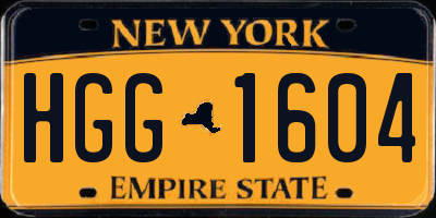 NY license plate HGG1604