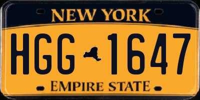NY license plate HGG1647