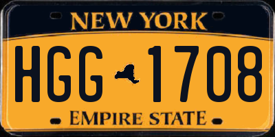 NY license plate HGG1708