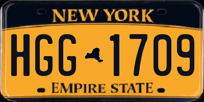 NY license plate HGG1709
