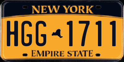 NY license plate HGG1711