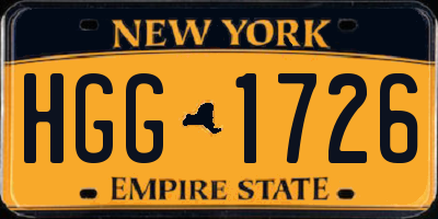 NY license plate HGG1726