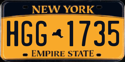 NY license plate HGG1735
