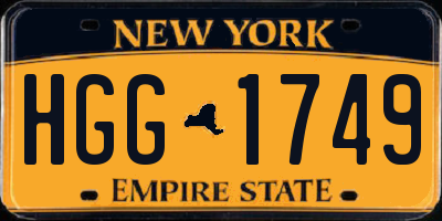 NY license plate HGG1749