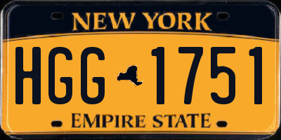 NY license plate HGG1751