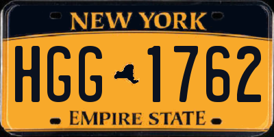 NY license plate HGG1762