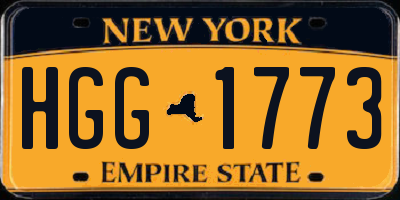 NY license plate HGG1773