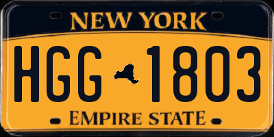 NY license plate HGG1803