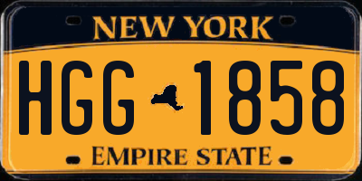 NY license plate HGG1858