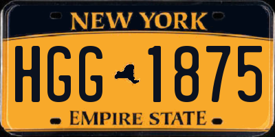 NY license plate HGG1875