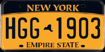NY license plate HGG1903