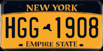 NY license plate HGG1908