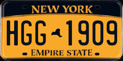 NY license plate HGG1909