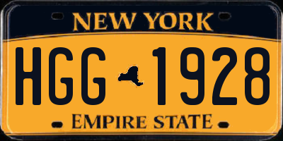 NY license plate HGG1928