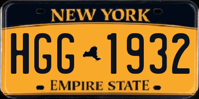 NY license plate HGG1932