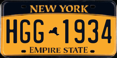 NY license plate HGG1934