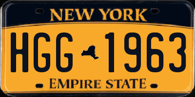 NY license plate HGG1963