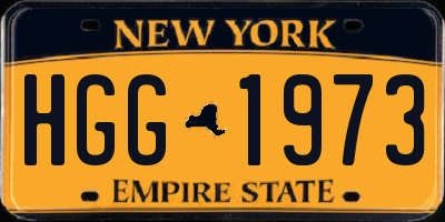 NY license plate HGG1973
