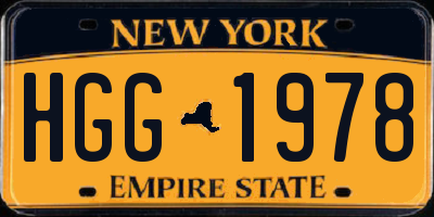 NY license plate HGG1978