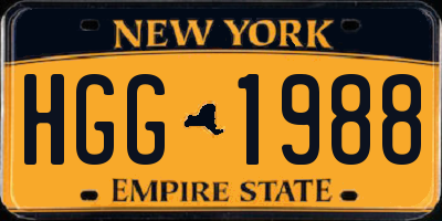 NY license plate HGG1988