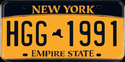 NY license plate HGG1991