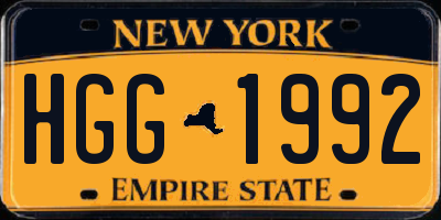 NY license plate HGG1992