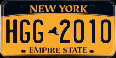 NY license plate HGG2010