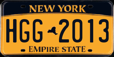 NY license plate HGG2013