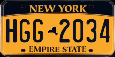 NY license plate HGG2034