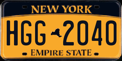 NY license plate HGG2040