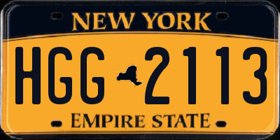 NY license plate HGG2113
