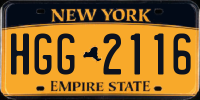 NY license plate HGG2116