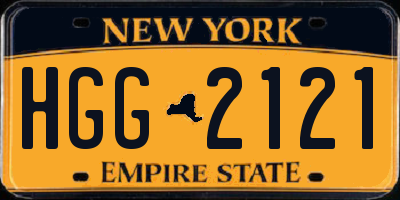 NY license plate HGG2121