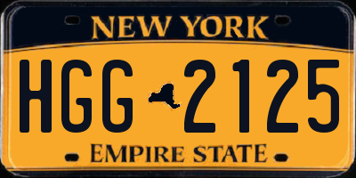 NY license plate HGG2125