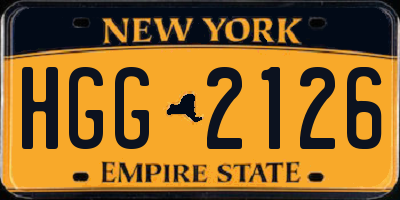 NY license plate HGG2126