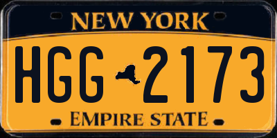 NY license plate HGG2173