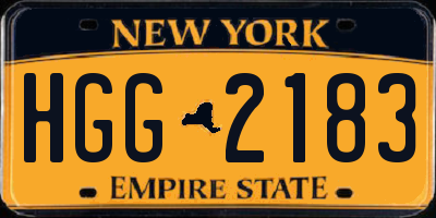 NY license plate HGG2183