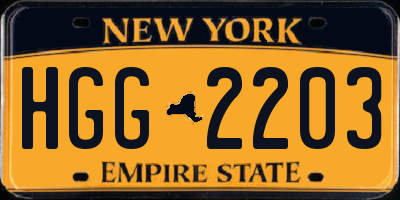 NY license plate HGG2203