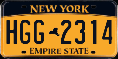 NY license plate HGG2314