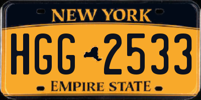 NY license plate HGG2533