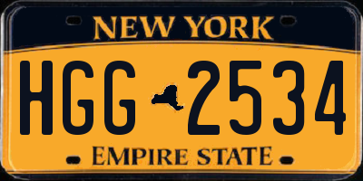 NY license plate HGG2534
