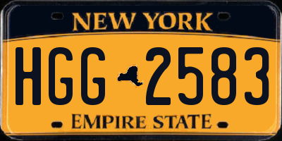 NY license plate HGG2583