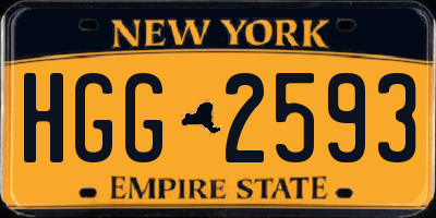 NY license plate HGG2593